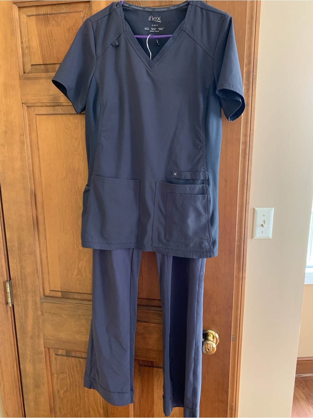 Cherokee iflex Grey Scrub Top & Pants Set